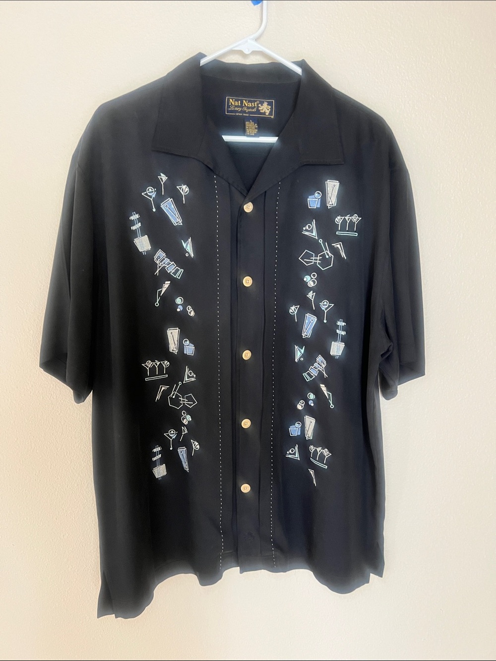 Vintage Nat Nast LE #151 Bossa Nova Spirit of 60s Silk Short Sleeve Camp Shirt L